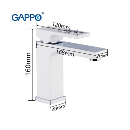 G1017-8 Смеситель для умывальника литой корпус с гайкой GAPPO 1017-8 белый-хром из латуни