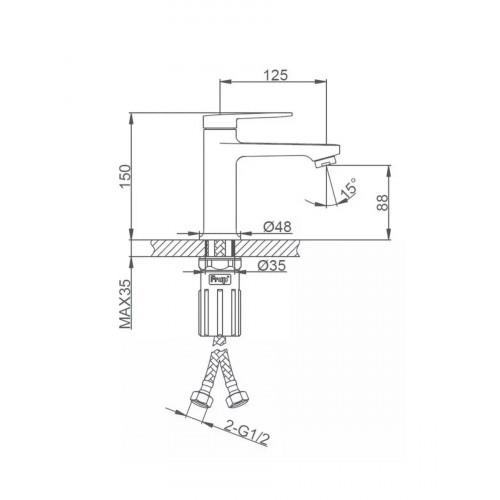 F1085-9 F Смеситель для умывальника FRAP ОРУЖ.СТАЛЬ F1085-9