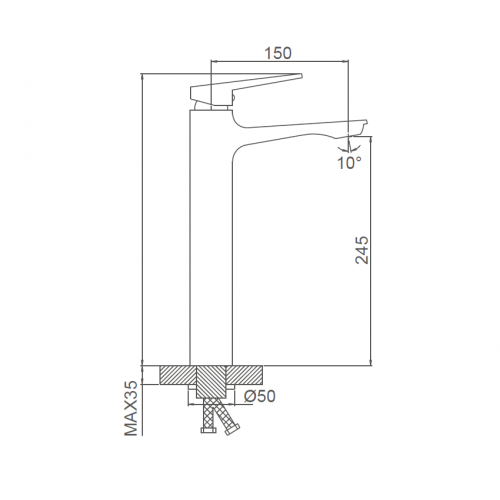F1052-66 Однорычажный смеситель для раковины, высокий FRAP F1052-66 Черный