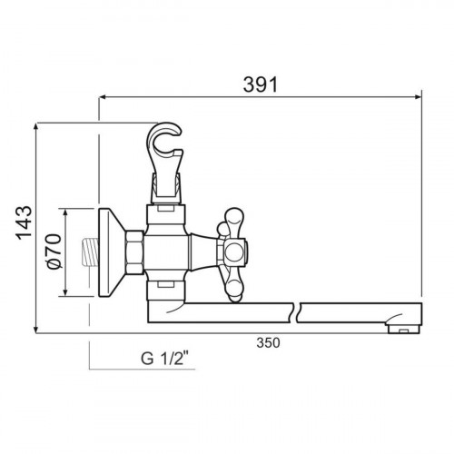 SL71-143P Смеситель для ванны с душем РМС SL71-143P универсальный Хром