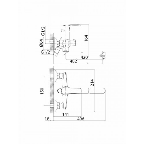 Смеситель для ванны IDDIS Ray RAYSBL2i10WA