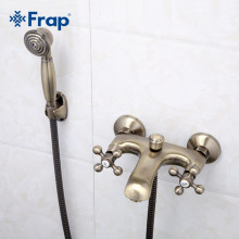 F3019-4 Смеситель для ванны с душем короткий излив 2-х вентильный FRAP 3019-4 античная бронза
