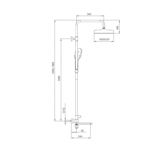 Стойка душ G2410-6 ЧЕРНАЯ Gappo 2410-6 ЧЕРНАЯ