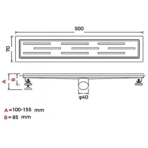 Трап душевой G88007-1 800мм ф40 комбинированный затвор Gappo