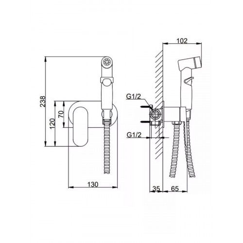 F2085-9 Встраиваемый гигиенический душ ОРУЖ.СТАЛЬ FRAP F2085-9