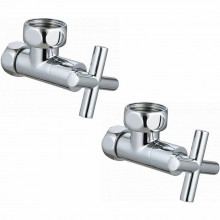 Краны для полотенцесушителя угл. для п/с (КРЕСТ) 3/4"г-1/2"г хром. (пара) G471.0405