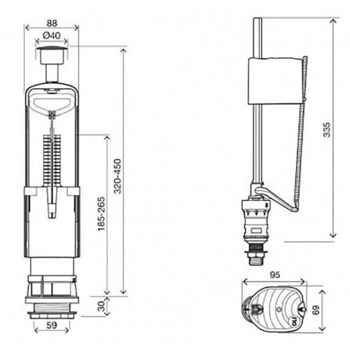 Арматура Oli UNI BOTTOM 1/2" пластик URAL II 171014
