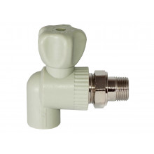 Кран шаровый 20x1/2" угловой для радиатора (PPRC) (латунный шар)