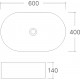 Умывальник накладной A257CBKM черный матовый овальный без перелива (600*400*140 мм)