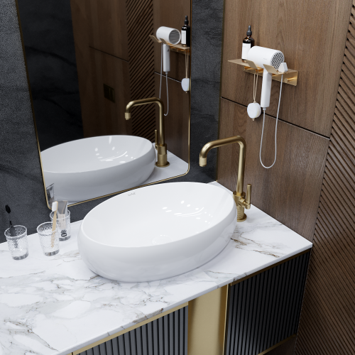 Умывальник на столешницу WAVE Comfort 600*400*150 ш*г*в без перелива,белый,овал