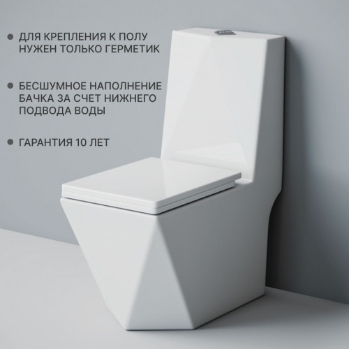 Унитаз-моноблок T1029 сиденье дюропласт с микролифтом. арматура