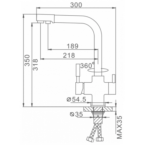 F4352-9 Смеситель для кухни(мойки) Frap 4352-9 с выходом под фильтр, оружейная сталь
