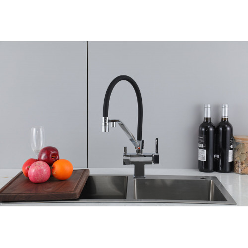 G4395-60 Смеситель ЧЕРНЫЙ/ХРОМ для кухни с подключением фильтра д/воды G4395-60
