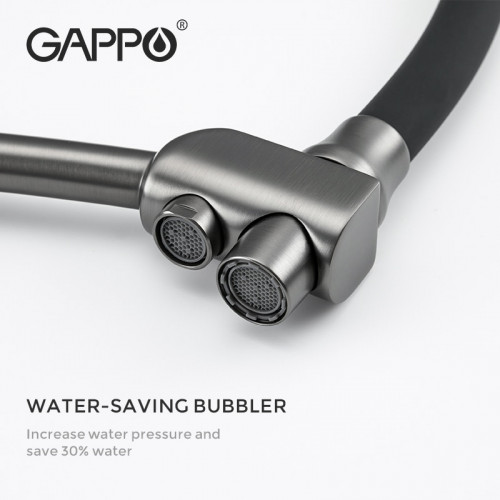 G4398-19 Смеситель для кухни с подкл. фильтра питьевой воды из латуни Gappo ОРУЖ.СТАЛЬ 4398-19
