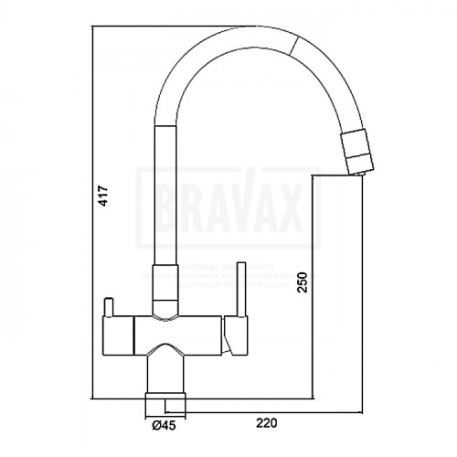 G4398-36 Смеситель для кухни с подкл. фильтра питьевой воды из латуни Gappo ЧЕРНЫЙ 4398-36