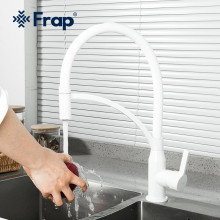 F4552-8 Смеситель для кухни гибкий гусак картридж Ф35 с гайкой FRAP 4552-8 Белый