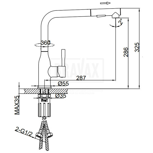 F6096-6 Смеситель для кухни в мойку с выдвижным изливом FRAP ЧЕРНЫЙ F6096-6 ЧЕРНЫЙ
