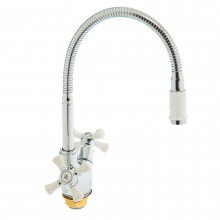 SL92W-279F Смеситель для кухни с высоким гибким изливом 2-х вентильный Цвет покрытия корпуса: хром/белый Крепление: гайка (РМС)