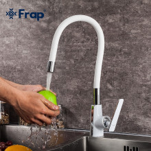 F4458 Смеситель для кухни гибкий гусак картридж 35мм FRAP 4458 Белый/Хром