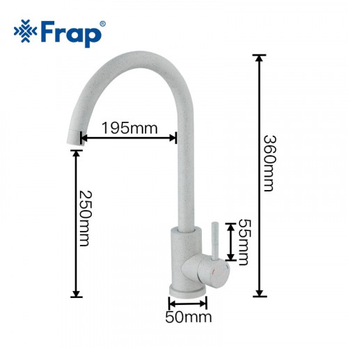 F40899-2 Смеситель для кухни высокий излив из нержавеющей стали FRAP 40899-2 Светло-Серый