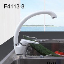 F4113-8 Смеситель для кухни высокий поворотный излив, картридж Ф35 с гайкой 4113-8 Белый