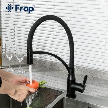 F4552-6 Смеситель для кухни гибкий гусак картридж Ф35 с гайкой FRAP 4552-6 Черный