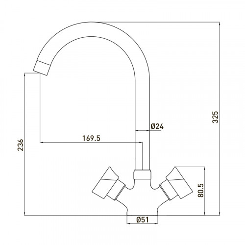 6015084C-B02 Смеситель для кухни высокий излив крепеж шпилька GROSS AQUA Forma 6015084C-B02