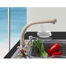 F5408-21 Смеситель для кухни 2-х вентильный высокий излив крепение гайка БЕЖЕВЫЙ FRAP 5408 - 21