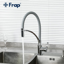 F4552 Смеситель для кухни гибкий гусак картридж Ф35 с гайкой FRAP 4552 Серый