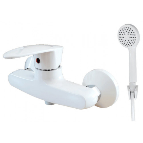 Смеситель ПЛАСТИК для душа AQUASTRIDE P01-3H114-38A White (комплект шланг/лейка)