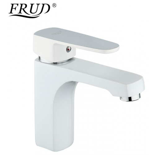 R10301-2 Смеситель для умывальника литой корпус Ф35 FRUD 10301-2 Белый-Хром