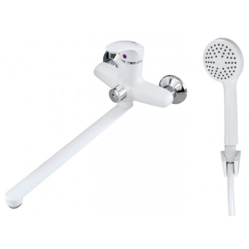 Смеситель ПЛАСТИК для ванны AQUASTRIDE P05-3H76-39A White (комплект шланг/лейка)