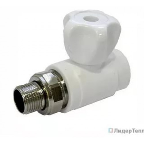 Кран шаровый 20x1/2" прямой для радиатора (PPRC) (латунный шар)