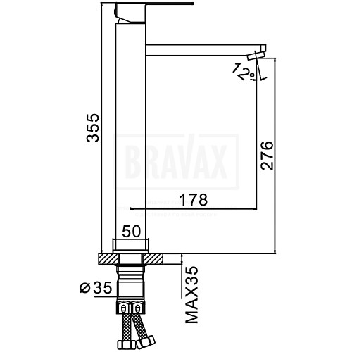 F10802-62 Смеситель для умывальника высокий FRAP 10802-2 нержавеющая сталь