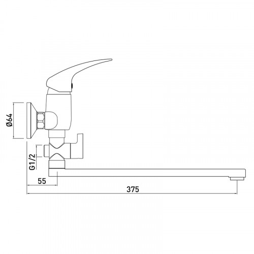 7237257С-35L(F) Смеситель для ванны L-нос GROSS AQUA Basic 7237257С-35L(F)