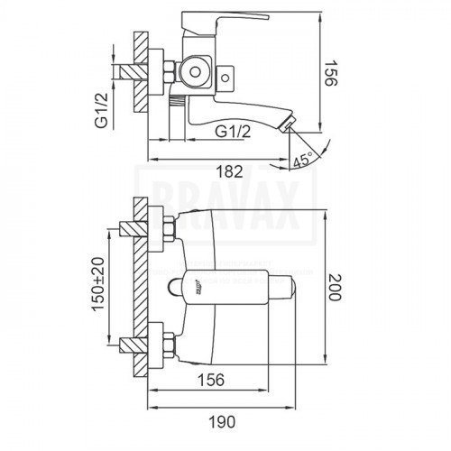 R32151 Смеситель для ванны Ф35 короткий нос FRUD 32151
