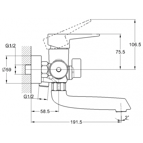 NUD3-A045YW Смеситель для ванны с коротким поворотным изливом G.lauf, белый
