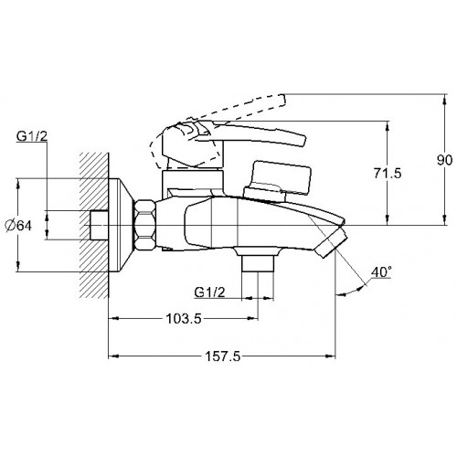 LWF3-A113 Смеситель для ванны с коротким изливом Φ35, G-lauf латунь