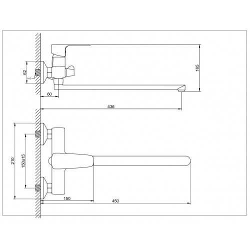 S25144-40F Смеситель для ванны Feinise, плоский излив, переключатель для душа 35мм, Хром
