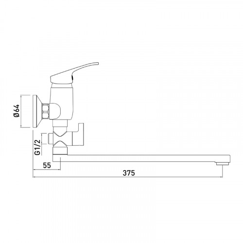 7237258С-35L(F) Смеситель для ванны L-нос GROSS AQUA Base 7237258С-35L(F)