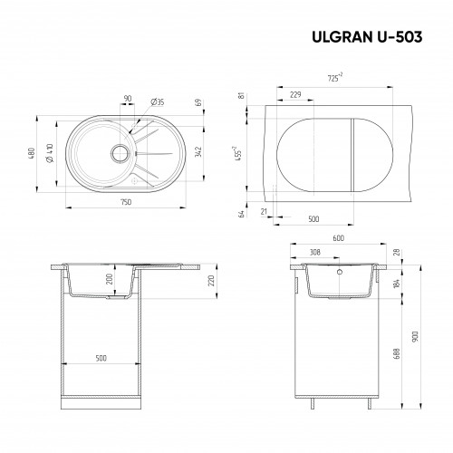 Мойка U-503 75-48 (307 терракот) ULGRAN