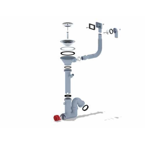 Сифон УНИВЕРС F1045S 3 1/2" д/мойки c перел прямоточный с отв. для стир. АНИ
