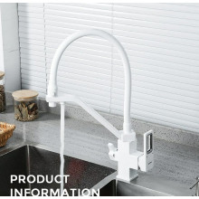 G4317-8 Смеситель для кухни с гибким изливом с подключением фильтра д/воды белый/хром G 4317-8 белый