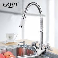 R43127-7 Смеситель для кухни гибкий излив 2-х вент крепение гайка FRUD 43127-7 Белый
