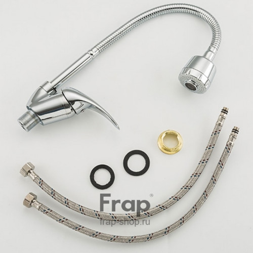 F4302-B Смеситель для кухни ГИБКИЙ гусак картридж 40мм с гайкой FRAP 4302-B
