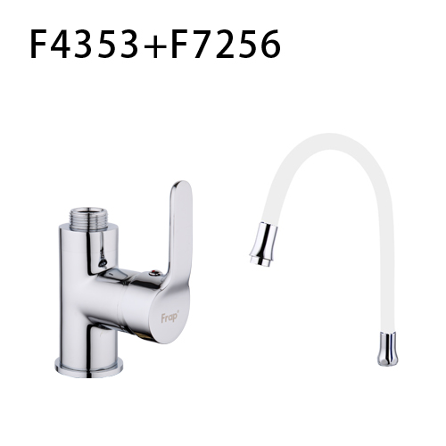 F4353+F7256 Смеситель для кухни гибкий гусак картридж 35мм FRAP 4353-7256 Белый