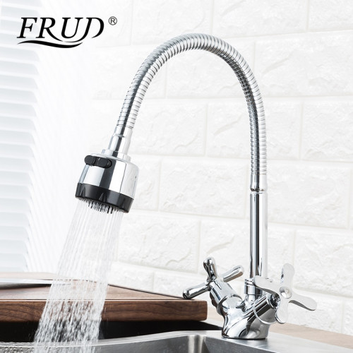 R43601 Смеситель для кухни гибкий излив 2-х вент крепение гайка FRUD 43601