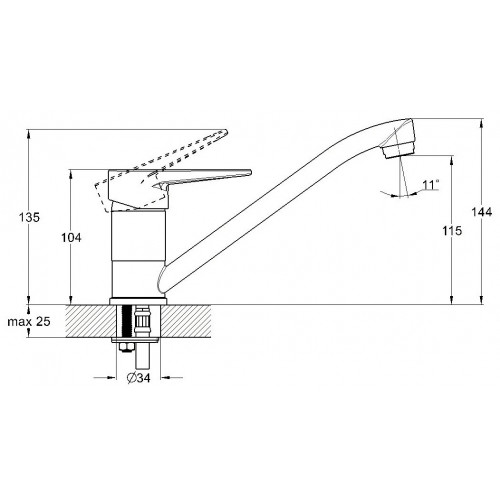 Смеситель в кухню SOLONE 4L-A045 (25cm) (20/2)