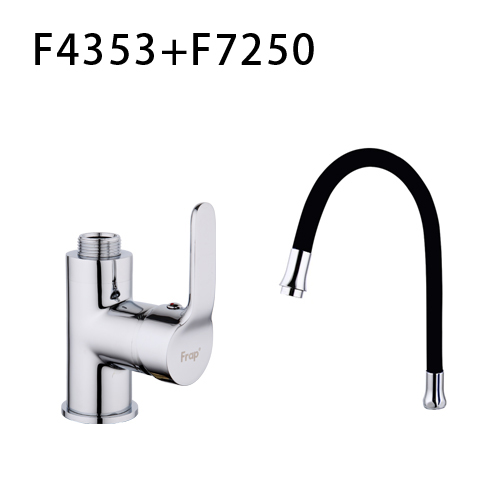 F4353+F7250 Смеситель для кухни гибкий гусак картридж 35мм FRAP 4353-7250 Черный