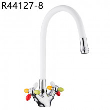R44127-8 Смеситель для кухни гибкий излив 2-х вент крепение гайка FRUD 44127-8 Белый